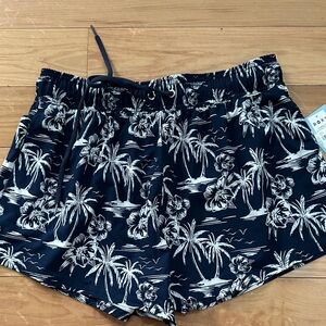 Roxy Women's Navy Palm Print Athletic Shorts